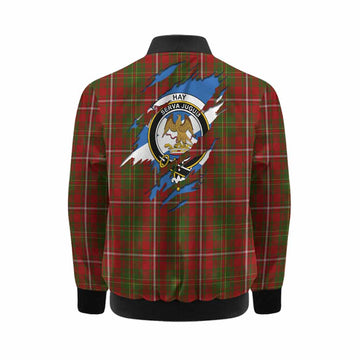 Hay Clan Crest In Me Tartan Kid Bomber Jacket Scotland Flag Style