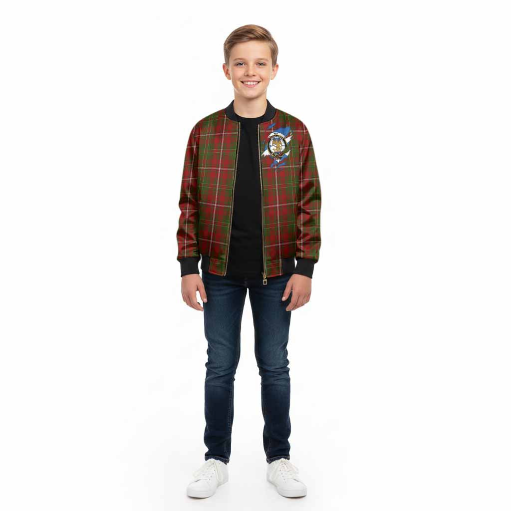 Hay Clan Crest In Me Tartan Kid Bomber Jacket Scotland Flag Style