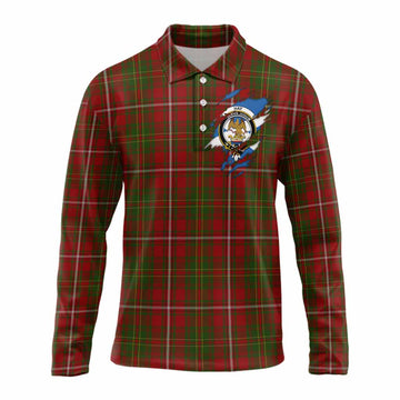 Hay Clan Crest In Me Tartan Long Sleeve Polo Shirt Scotland Flag Style