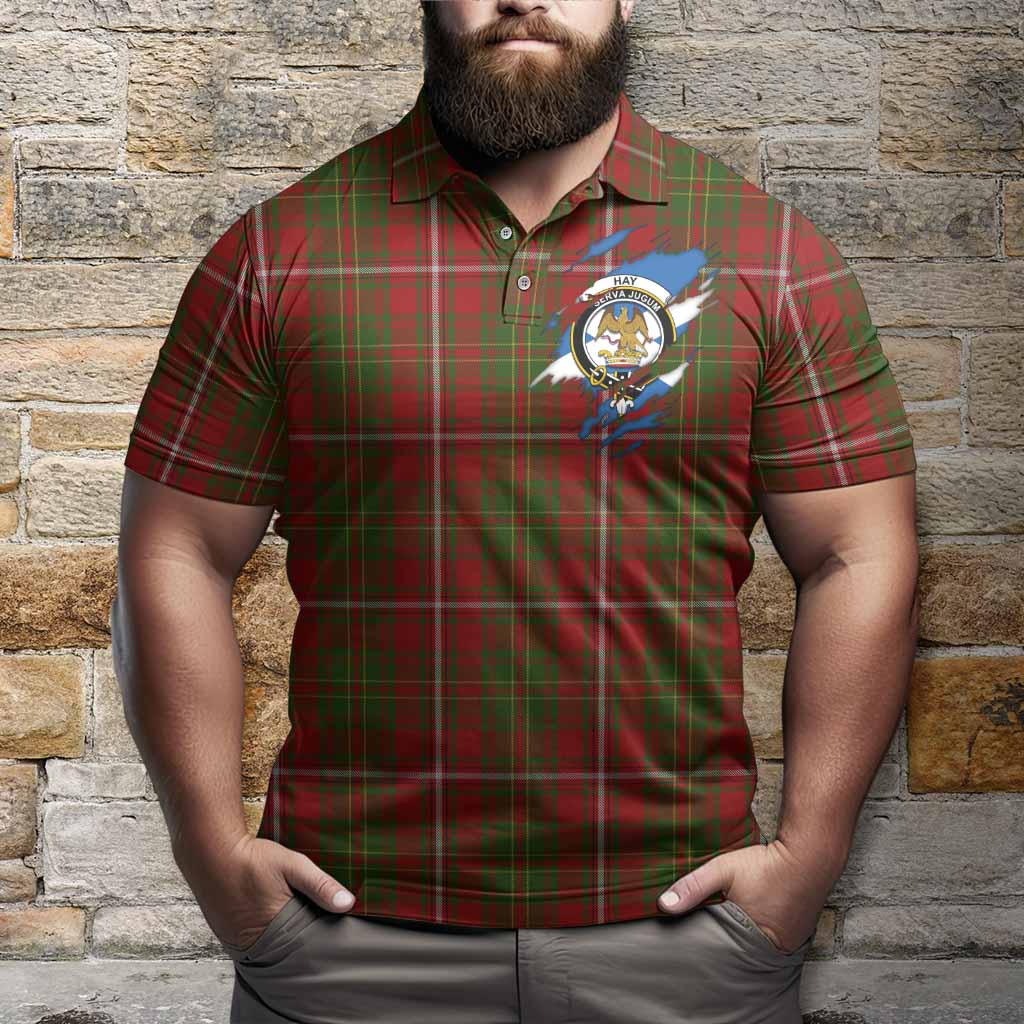 Hay Clan Crest In Me Tartan Polo Shirt Scotland Flag Style
