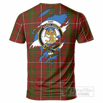 Hay Clan Crest In Me Tartan T-Shirt Scotland Flag Style