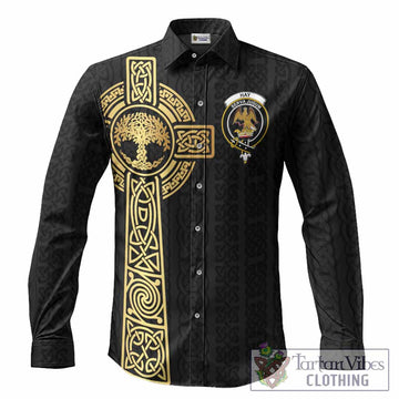 Hay Clan Crest Long Sleeve Button Shirts with Celtic Tree of Life Inspired