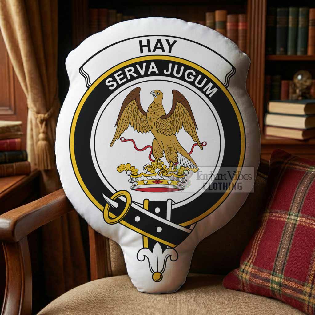 Hay Clan Crest Shaped Throw Pillow, Scottish Clan Badge Decorative Pillow