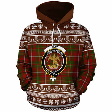 Hay Clan Tartan Christmas Cotton Hoodie with Family Crest