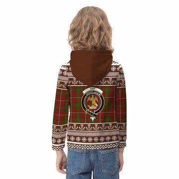 Hay Clan Tartan Christmas Kid Hoodie with Family Crest