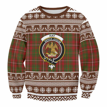 Hay Clan Tartan Christmas Sweatshirt with Family Crest