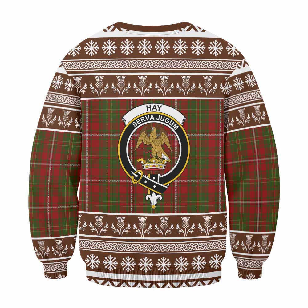 Hay Clan Tartan Christmas Sweatshirt with Family Crest - Tartan Vibes Clothing