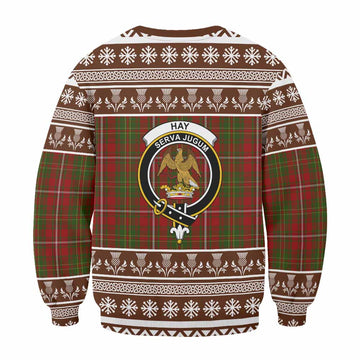 Hay Clan Tartan Christmas Sweatshirt with Family Crest