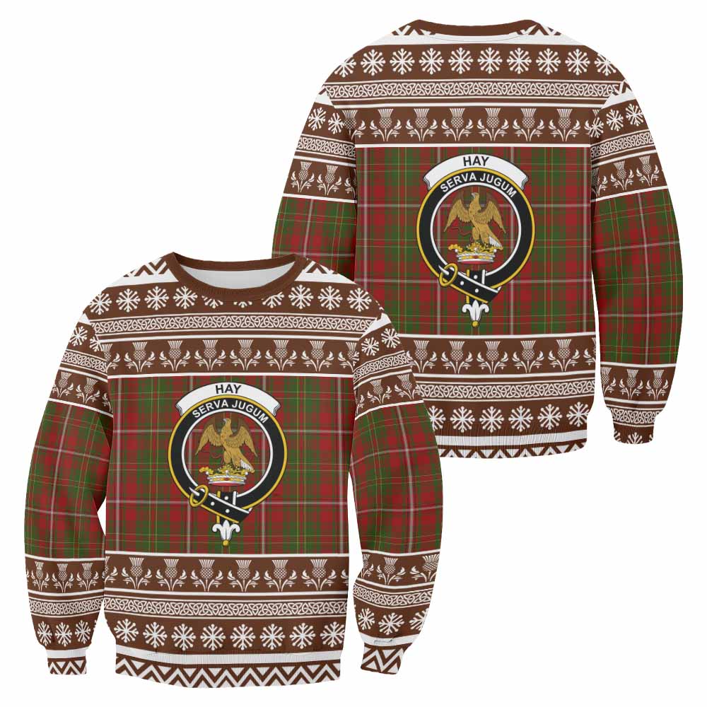 Hay Clan Tartan Christmas Sweatshirt with Family Crest - Tartan Vibes Clothing