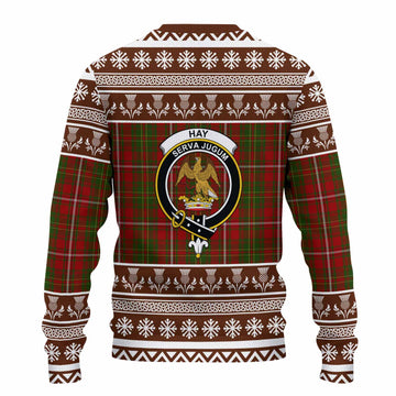 Hay Clan Tartan Christmas Ugly Sweater with Family Crest