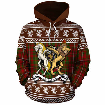 Hay Clan Tartan Crest Christmas Cotton Hoodie Coat of Arms Funny Style