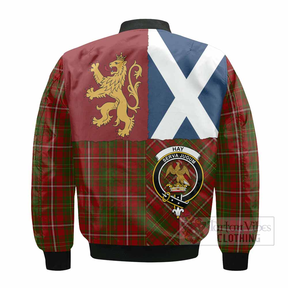 Hay Crest Tartan Bomber Jacket with Lion Rampant Saltire Style
