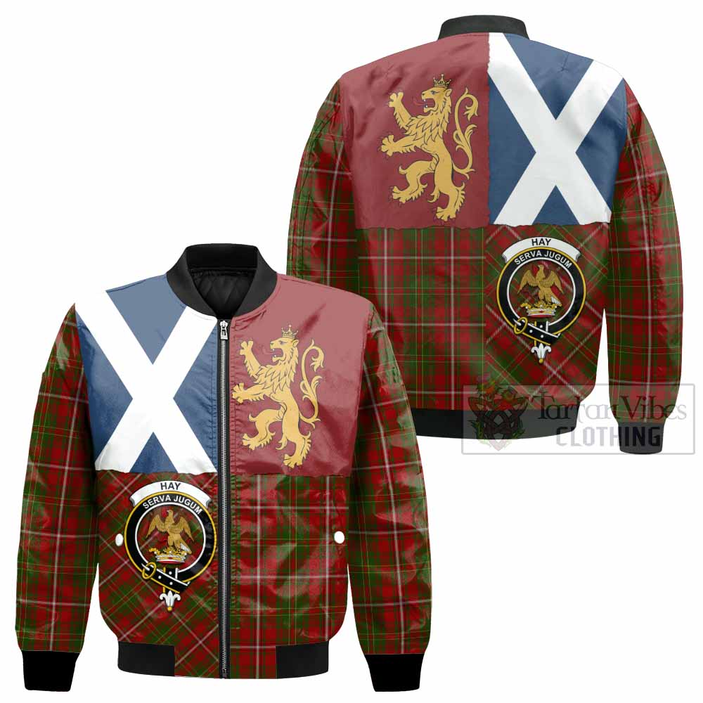 Hay Crest Tartan Bomber Jacket with Lion Rampant Saltire Style