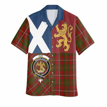 Hay Crest Tartan Hawaiian Shirt with Lion Rampant Saltire Style