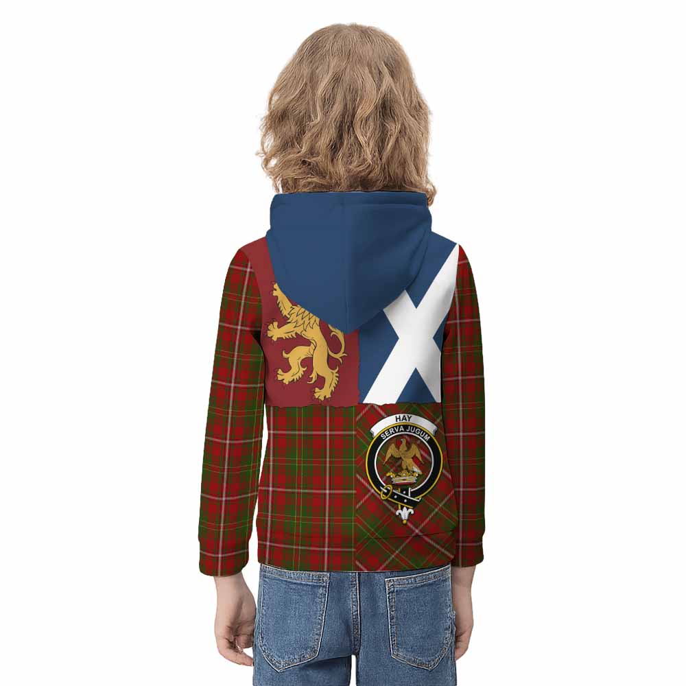 Hay Crest Tartan Kid Hoodie with Lion Rampant Saltire Style - Tartan Vibes Clothing