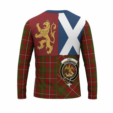 Hay Crest Tartan Long Sleeve T-Shirt with Lion Rampant Saltire Style