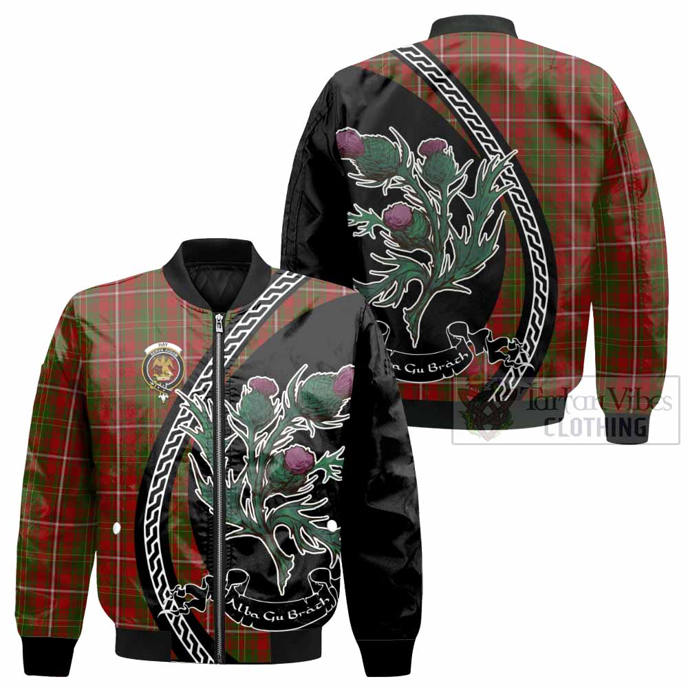 Hay Family Crest Tartan Bomber Jacket Alba Thistle Inspired - Tartan Vibes Clothing