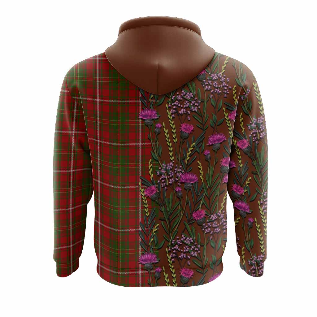 Hay Family Crest Tartan Hoodie Scottish Thistle Flower Pattern Half Style - Tartan Vibes Clothing