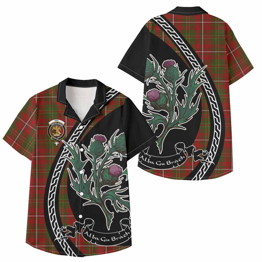 Hay Family Crest Tartan Kid Hawaiian Shirt Alba Thistle Inspired - Tartan Vibes Clothing