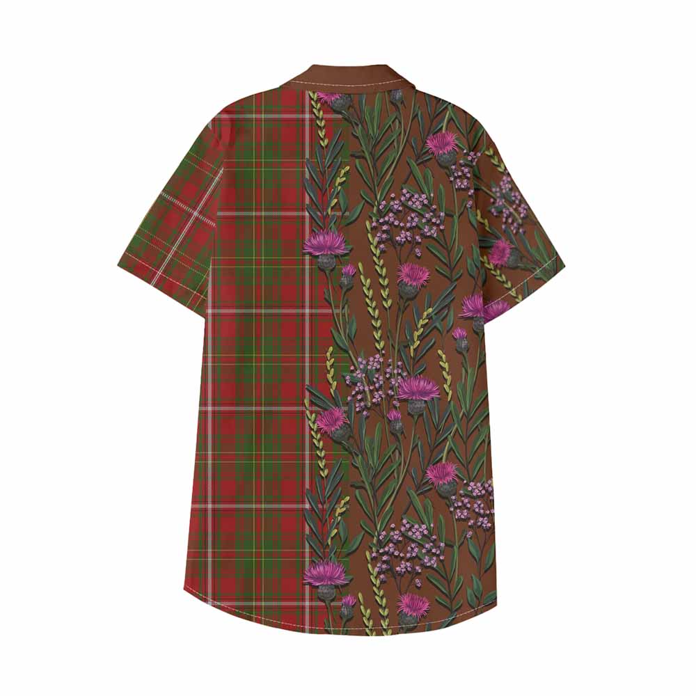 Hay Family Crest Tartan Kid Hawaiian Shirt Scottish Thistle Flower Pattern Half Style - Tartan Vibes Clothing
