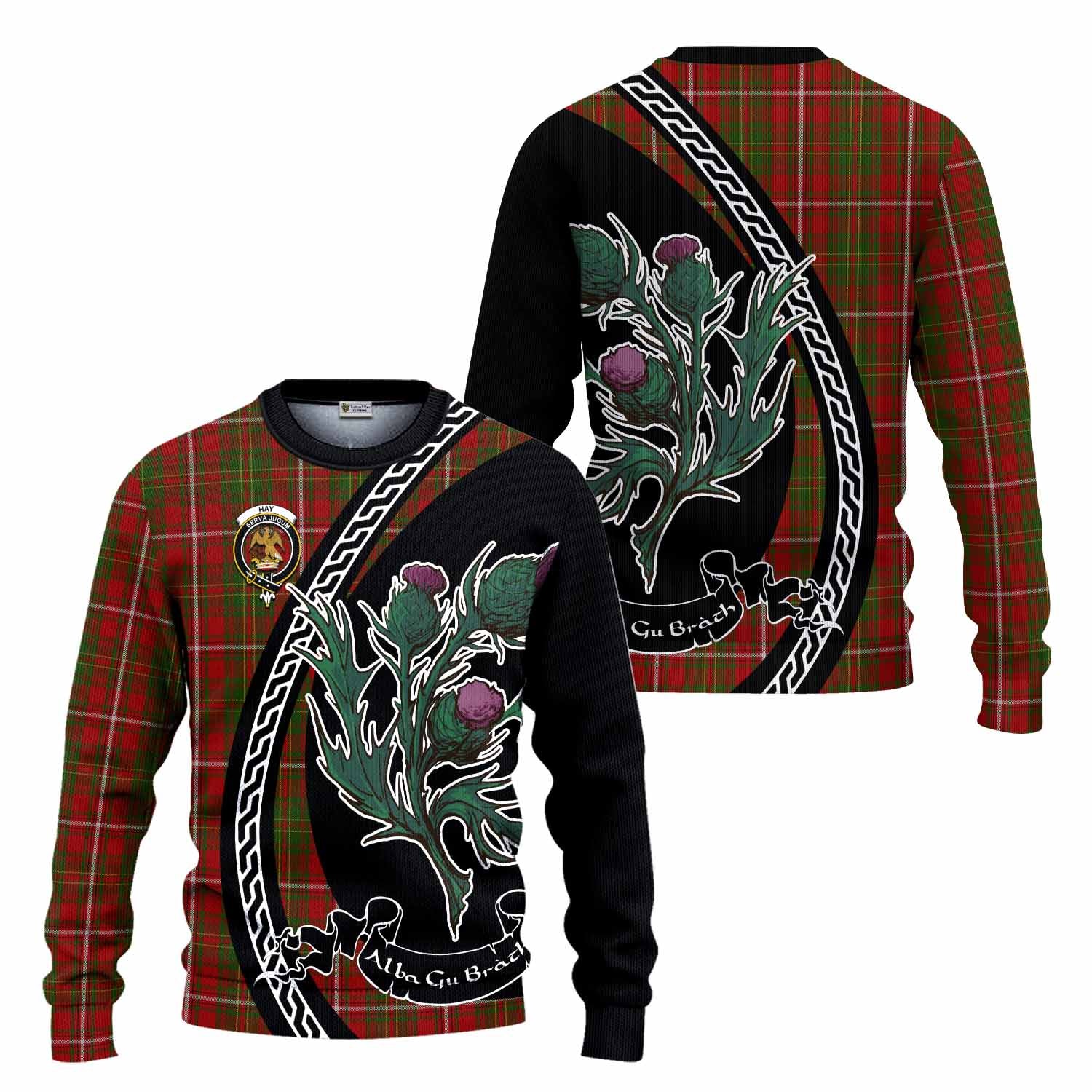 Hay Family Crest Tartan Knitted Sweater Alba Thistle Inspired - Tartan Vibes Clothing