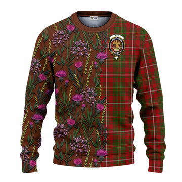 Hay Family Crest Tartan Knitted Sweater Scottish Thistle Flower Pattern Half Style - Tartan Vibes Clothing
