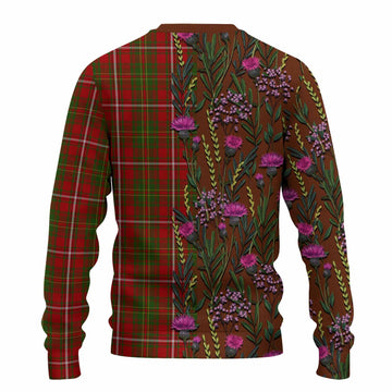 Hay Family Crest Tartan Knitted Sweater Scottish Thistle Flower Pattern Half Style - Tartan Vibes Clothing