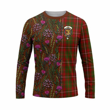 Hay Family Crest Tartan Long Sleeve T-Shirt Scottish Thistle Flower Pattern Half Style - Tartan Vibes Clothing