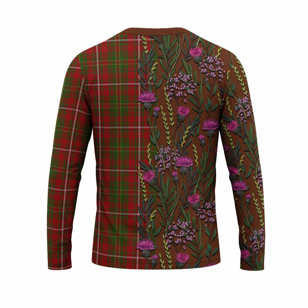 Hay Family Crest Tartan Long Sleeve T-Shirt Scottish Thistle Flower Pattern Half Style - Tartan Vibes Clothing