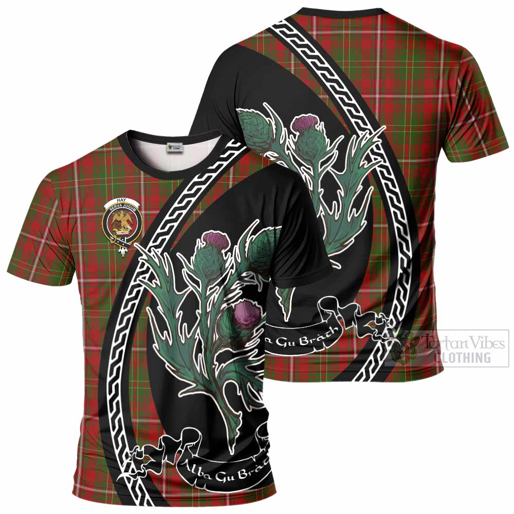 Hay Family Crest Tartan T-Shirt Alba Thistle Inspired - Tartan Vibes Clothing