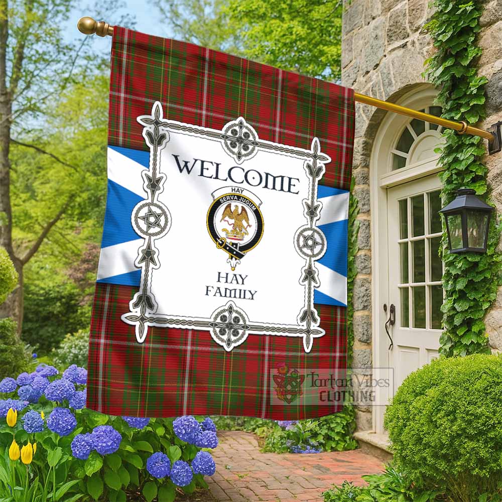Hay Family Crest Tartan Welcome Garden Flag Saltire Harmony Style - Tartan Vibes Clothing