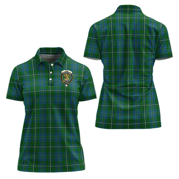 Hay Hunting Tartan Polo Shirt with Family Crest For Women