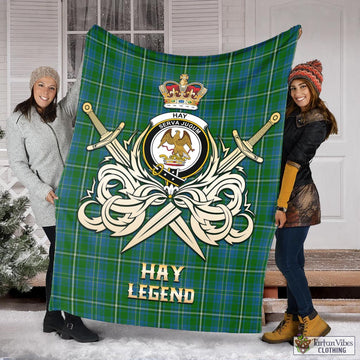 Hay Hunting Tartan Blanket with Clan Crest and the Golden Sword of Courageous Legacy