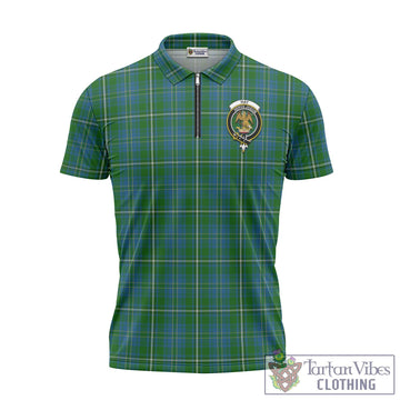 Hay Hunting Tartan Zipper Polo Shirt with Family Crest