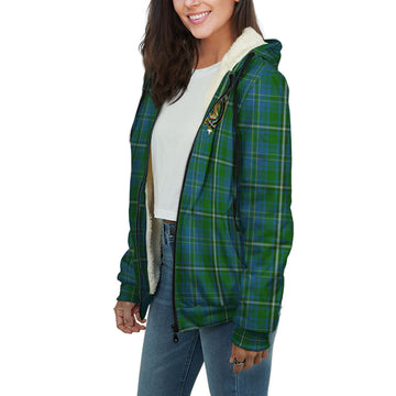 Hay Hunting Tartan Sherpa Hoodie with Family Crest