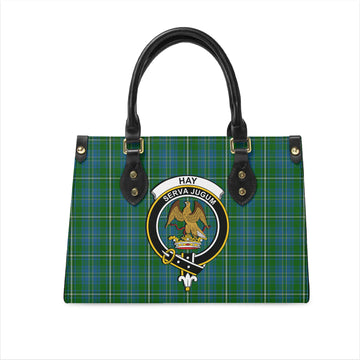 Hay Hunting Tartan Leather Bag with Family Crest