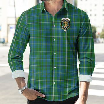 Hay Hunting Tartan Long Sleeve Button Up Shirt with Family Crest