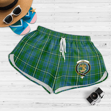 Hay Hunting Tartan Womens Shorts with Family Crest