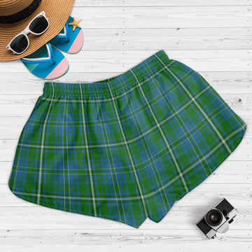 Hay Hunting Tartan Womens Shorts with Family Crest