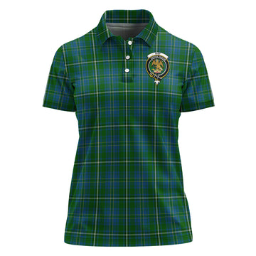 Hay Hunting Tartan Polo Shirt with Family Crest For Women