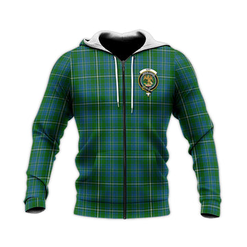 Hay Hunting Tartan Knitted Hoodie with Family Crest