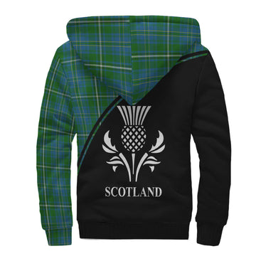 Hay Hunting Tartan Sherpa Hoodie with Family Crest Curve Style