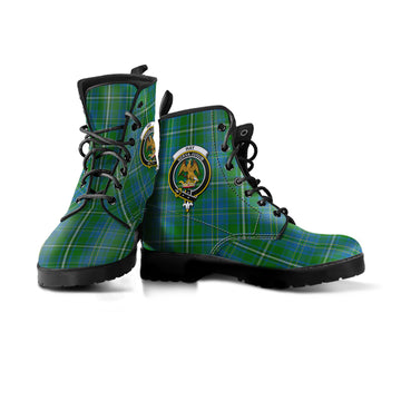 Hay Hunting Tartan Leather Boots with Family Crest