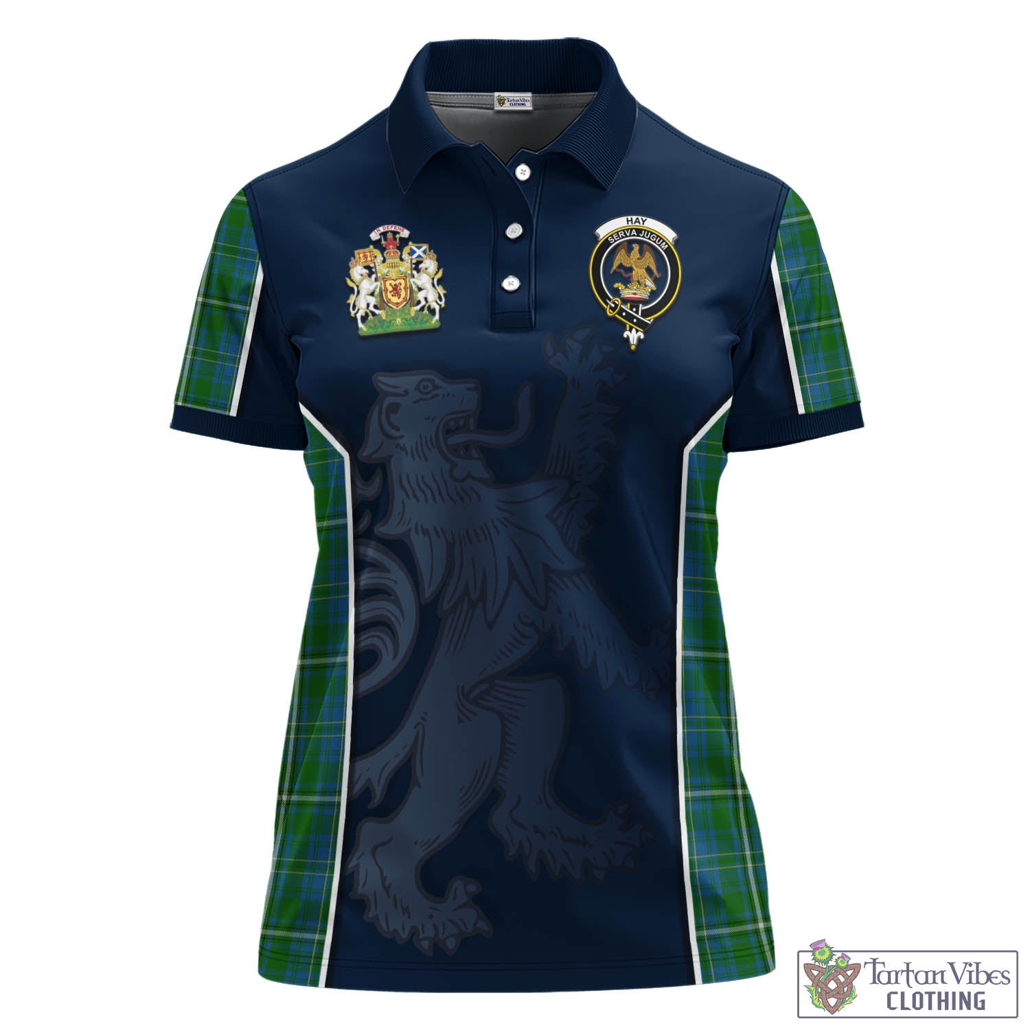 Tartan Vibes Clothing Hay Hunting Tartan Women's Polo Shirt with Family Crest and Lion Rampant Vibes Sport Style