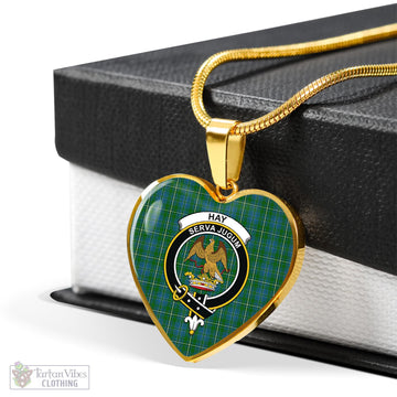 Hay Hunting Tartan Heart Necklace with Family Crest