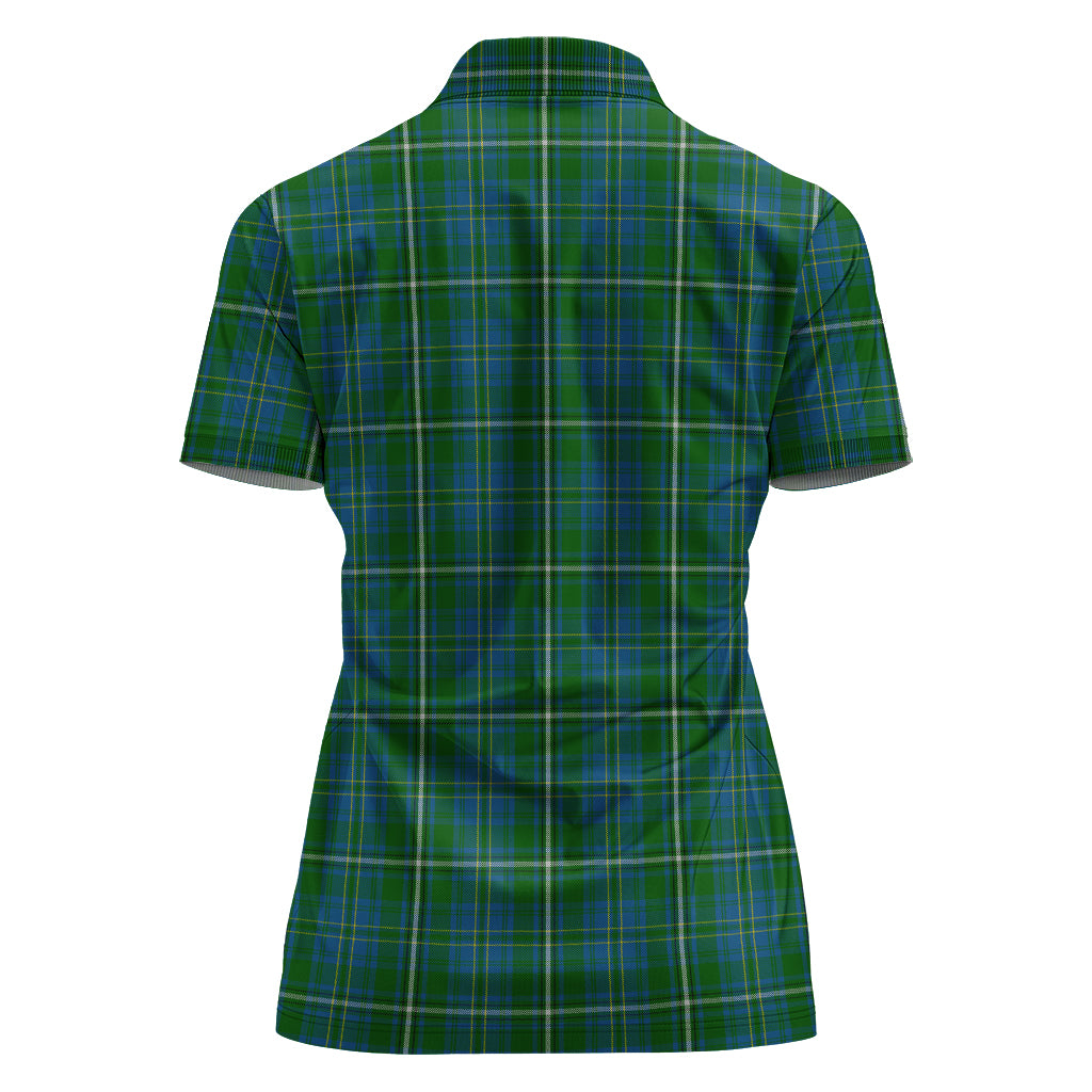 hay-hunting-tartan-polo-shirt-with-family-crest-for-women
