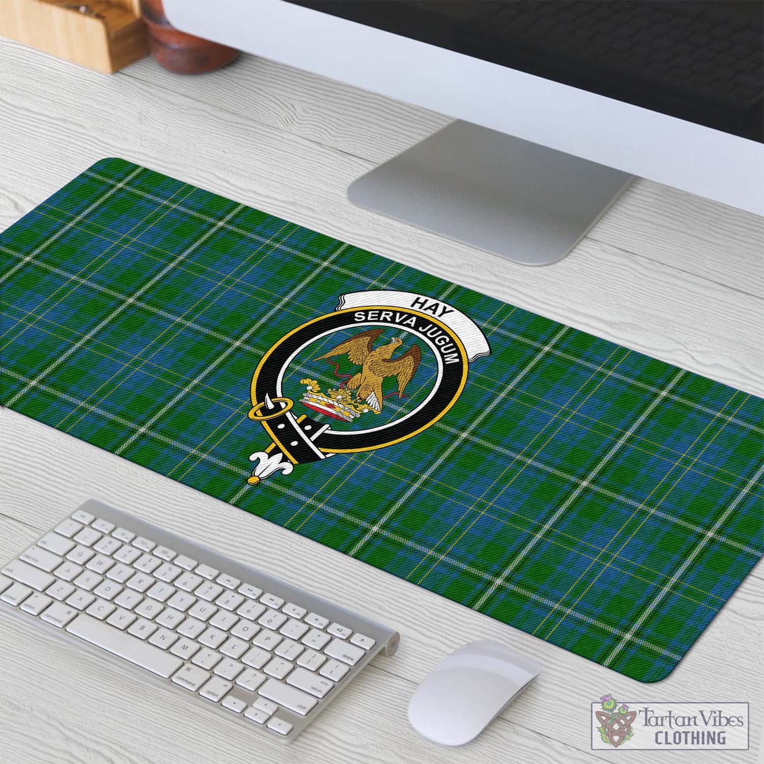 Tartan Vibes Clothing Hay Hunting Tartan Mouse Pad with Family Crest