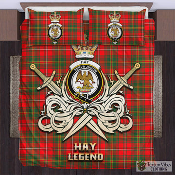 Hay Modern Tartan Bedding Set with Clan Crest and the Golden Sword of Courageous Legacy