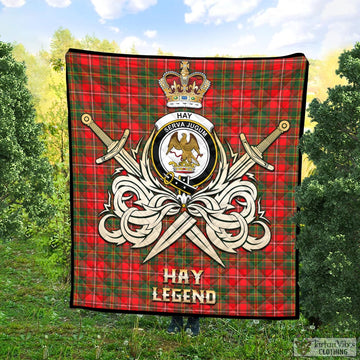 Hay Modern Tartan Quilt with Clan Crest and the Golden Sword of Courageous Legacy