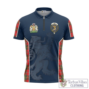 Hay Modern Tartan Zipper Polo Shirt with Family Crest and Lion Rampant Vibes Sport Style